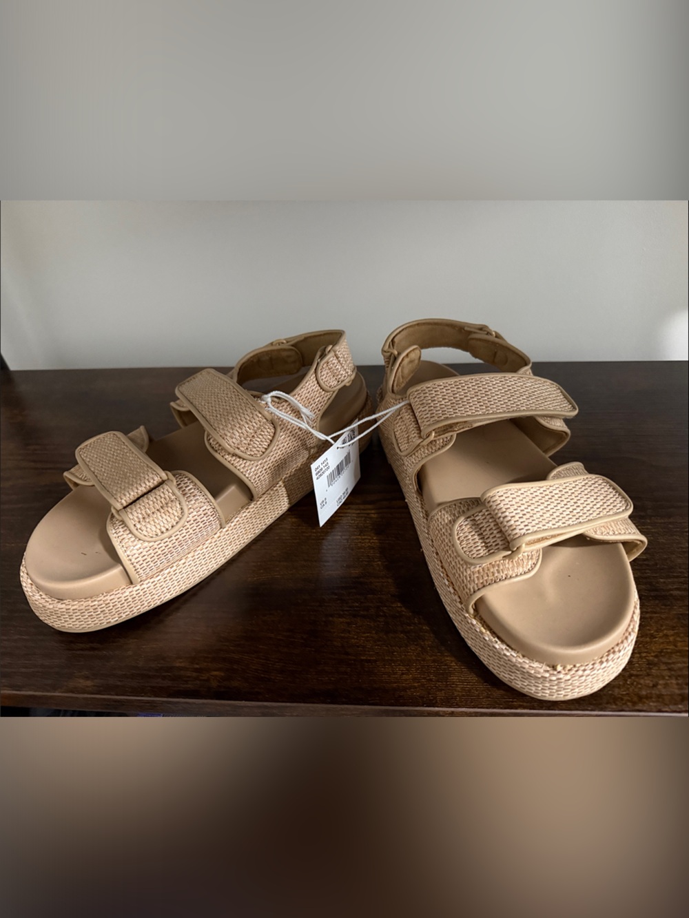 American Eagle Outfitters Beige/Tan Double-Strap Platform Sandals